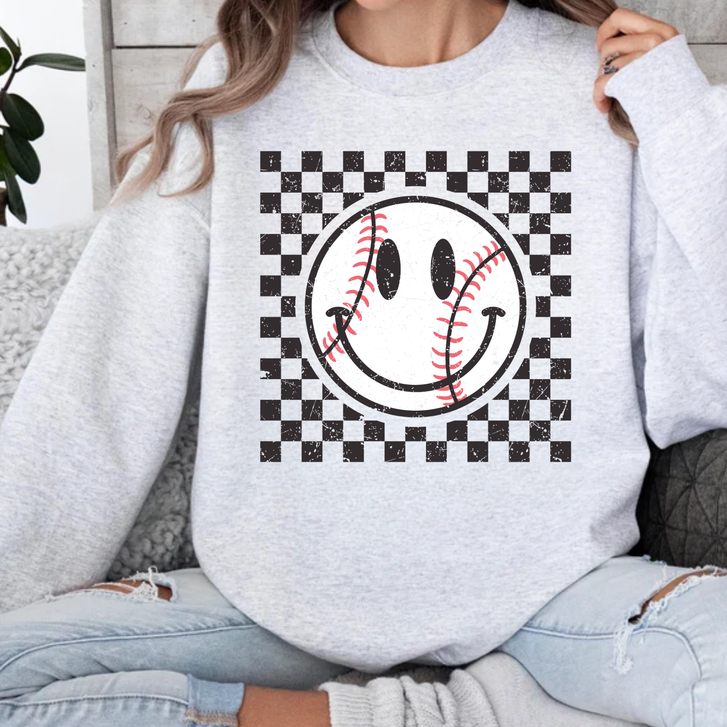 Baseball Checkered Smile