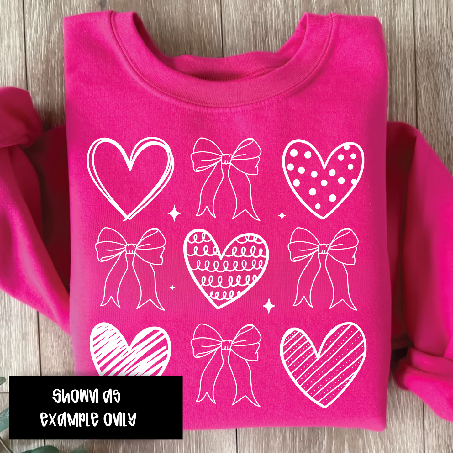 TRANSFER: Heart & Bows Grid (white print)