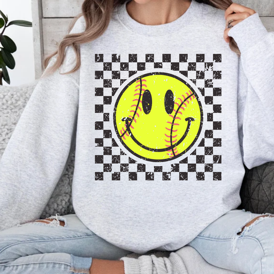 Softball Checkered Smile