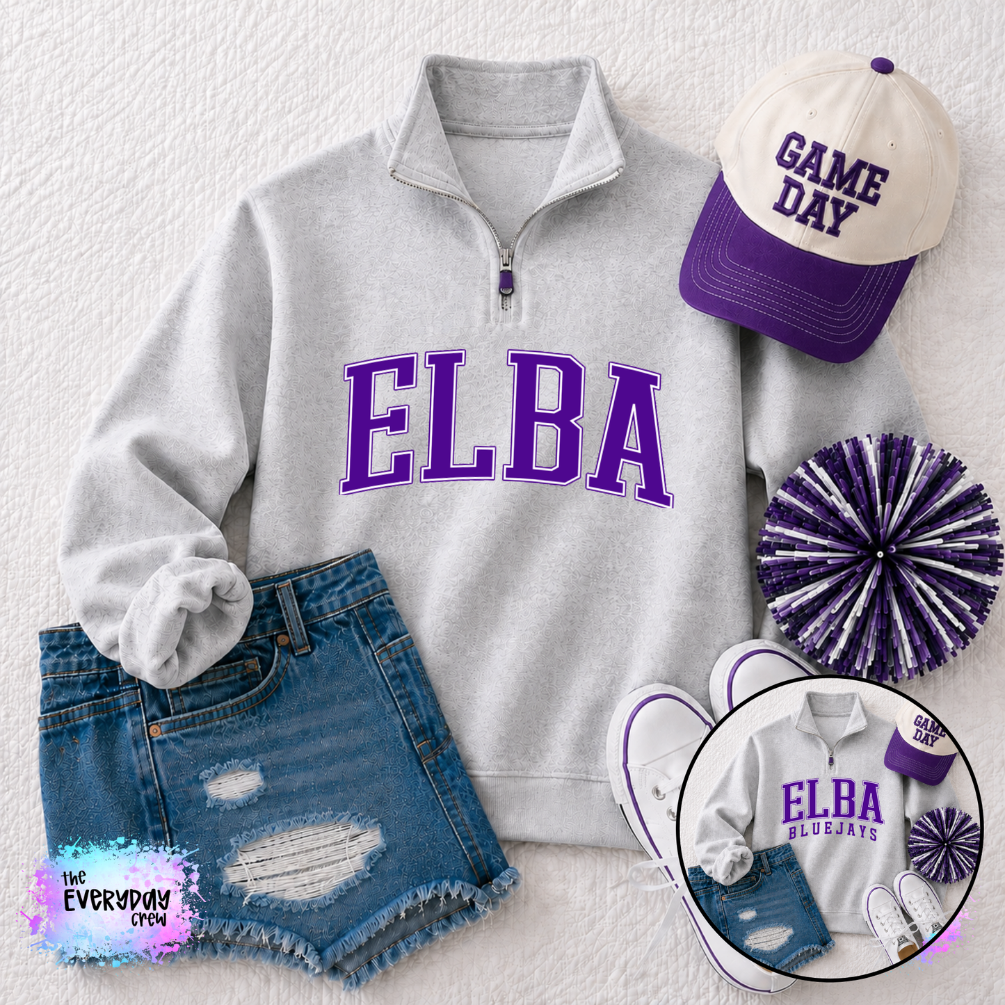 Elba: Varsity 1/4 Zip (Ash)