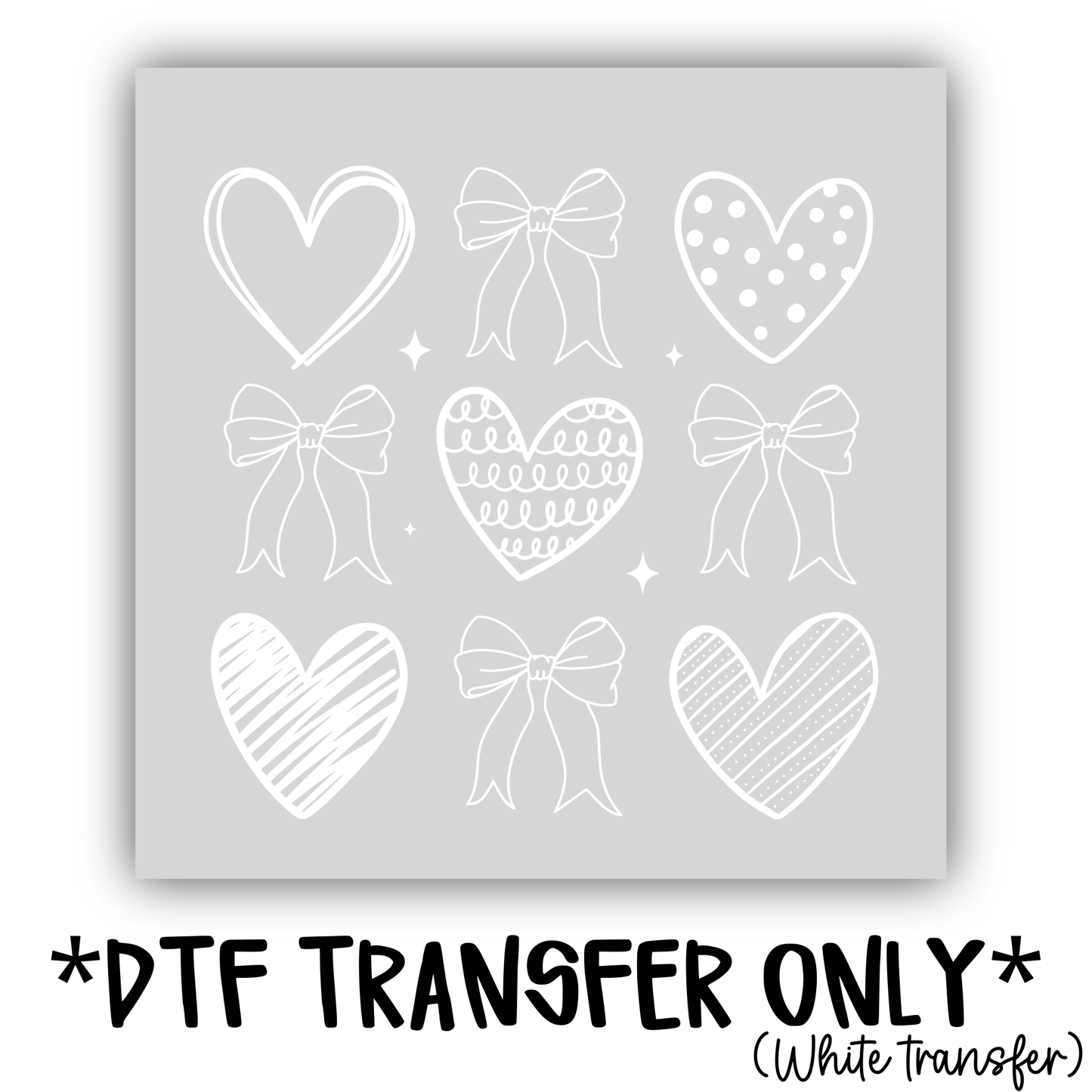 TRANSFER: Heart & Bows Grid (white print)